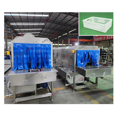 高圧温水噴霧 銀容器用PP容器清掃機