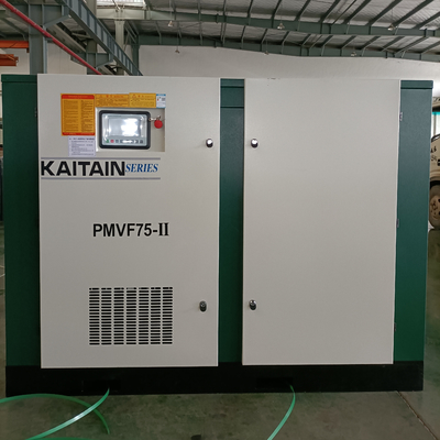 空気潤滑 75kw 100HP 永久磁石インバーター 2段階スクリュー空気圧縮機