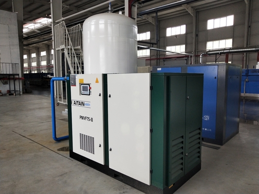 空気潤滑 75kw 100HP 永久磁石インバーター 2段階スクリュー空気圧縮機