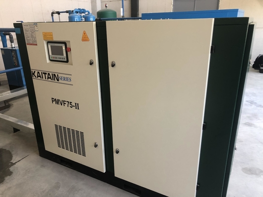 空気潤滑 75kw 100HP 永久磁石インバーター 2段階スクリュー空気圧縮機